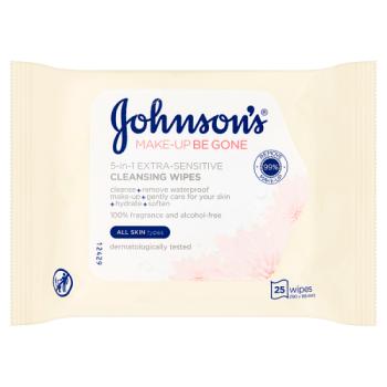 JOHNSON'S® Demaquillage Express 5-en-1 Extra-Sensible 25 Lingettes