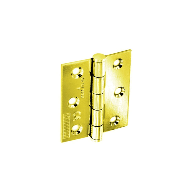 Securit S4263 Grade 7 Steel Hinges Polished Brass Plated 75mm CE Fire Rated 1 Pair