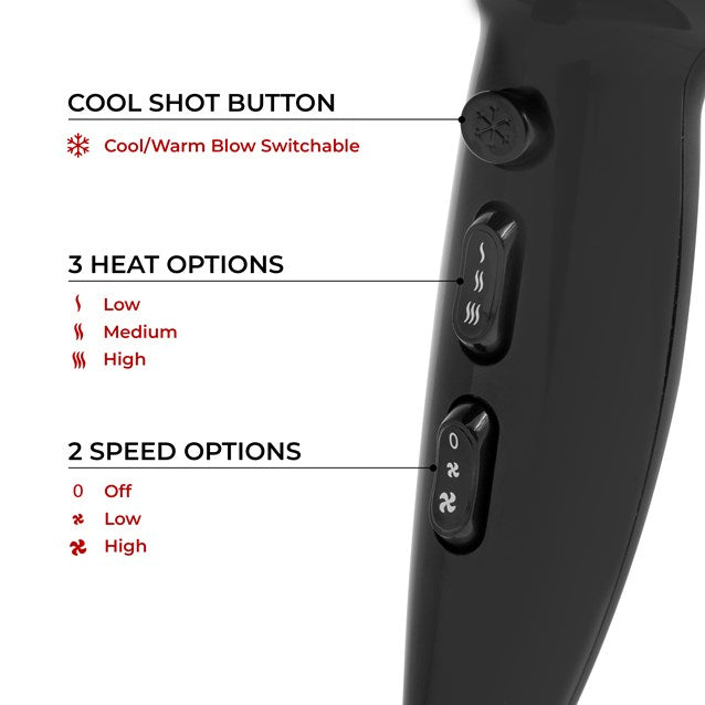 Sèche-cheveux professionnel RedHot - Noir