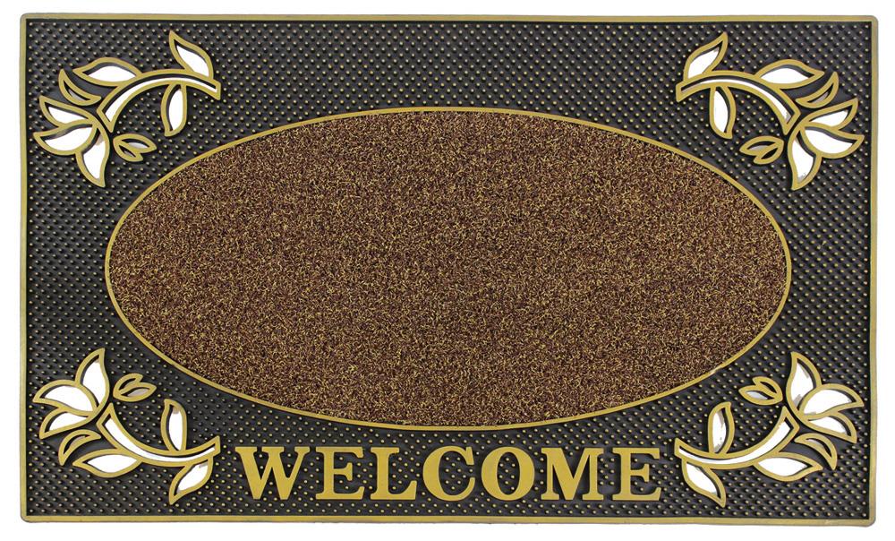 Paillasson doré de bienvenue - 75 x 45cm Tapis d'entrée élégant