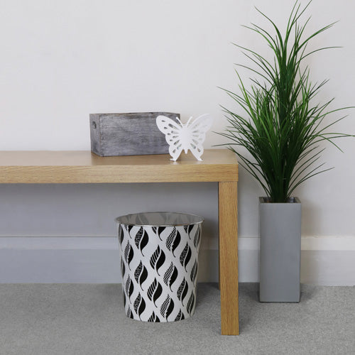 Corbeille à papier élégante en marbre et plastique - Blanc/Rose | Décoration chic pour bureau et maison.