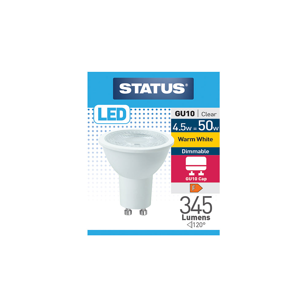 4.5W = 50W = 345 lumens - LED gradable - GU10 - 38° - Clair - Blanc chaud - 3000K - 1 pièce