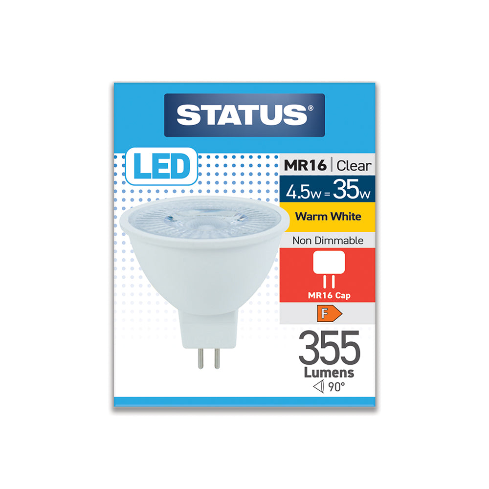 4,5W = 35W = 355 lumens - LED - MR16 - 38° - PA - Clair - Blanc chaud - Boîte de 1