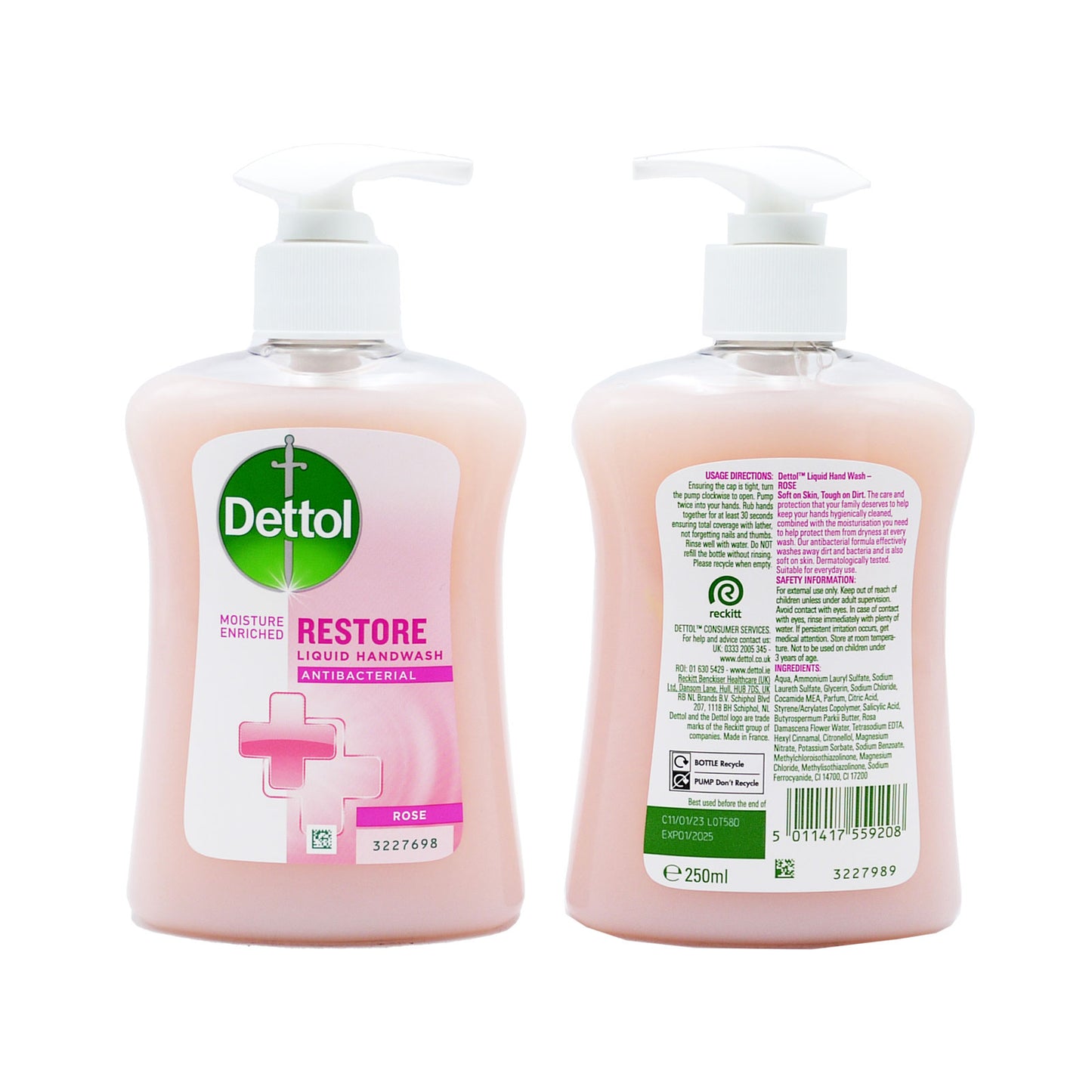 DETTOL SAVON LIQUIDE ANTIBACTÉRIEN RESTORE ROSE 250ml