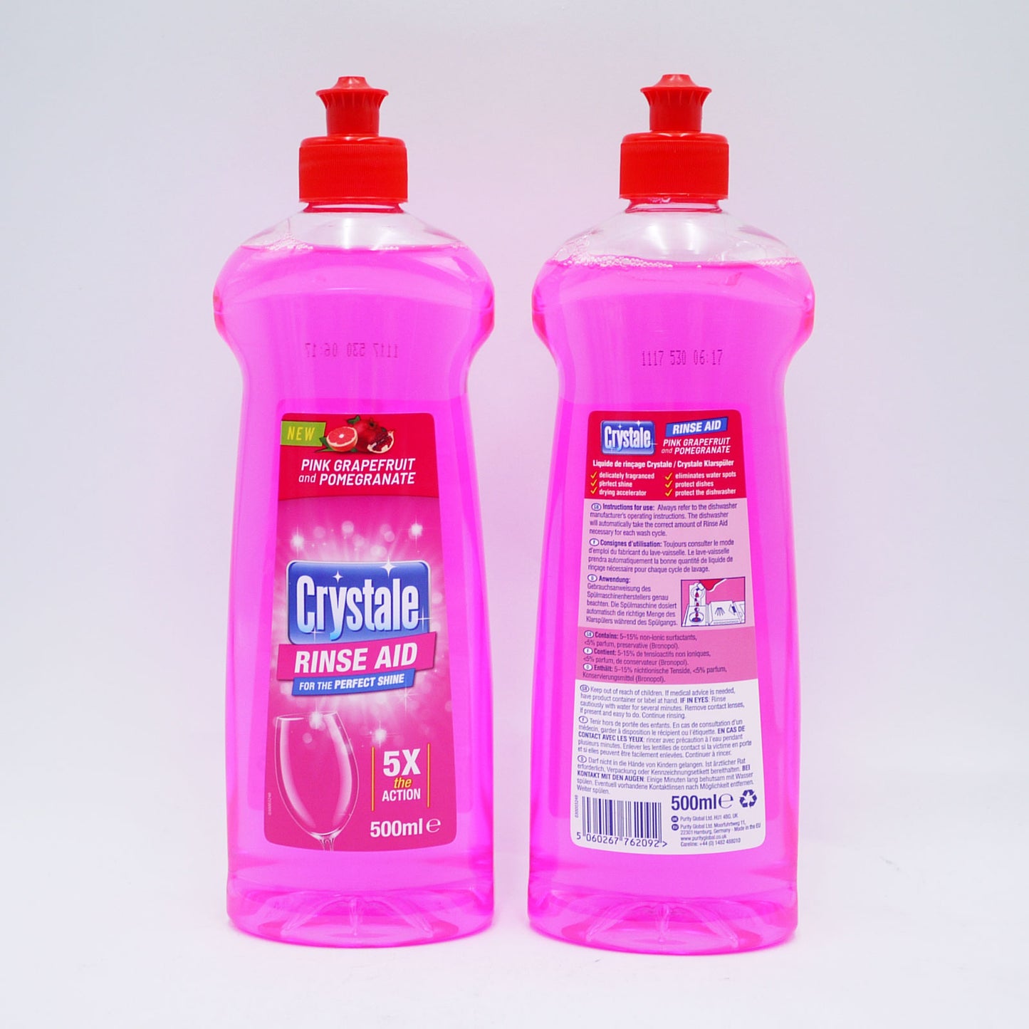 LIQUIDE DE RINÇAGE LAVE-VAISSELLE CRYSTALE PAMPLEMOUSSE ROSE 500ML