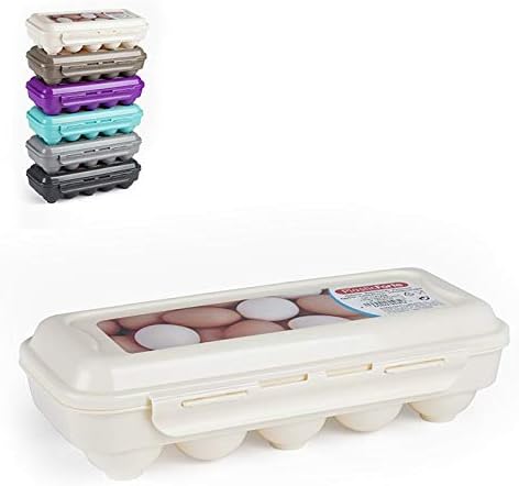 PlasticForte Boîte de Rangement Portable pour Œufs, Conteneur de Camping 12 Œufs, Pique-nique (Gris Foncé 10 Œufs)