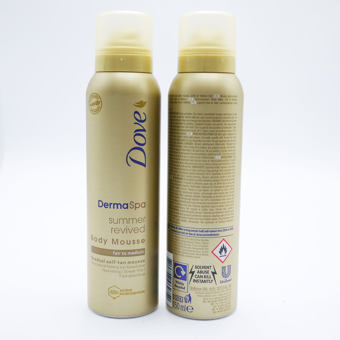 DOVE DERMASPA MOUSSE CORPS ÉTÉ CLAIR/MEDIUM 150ML