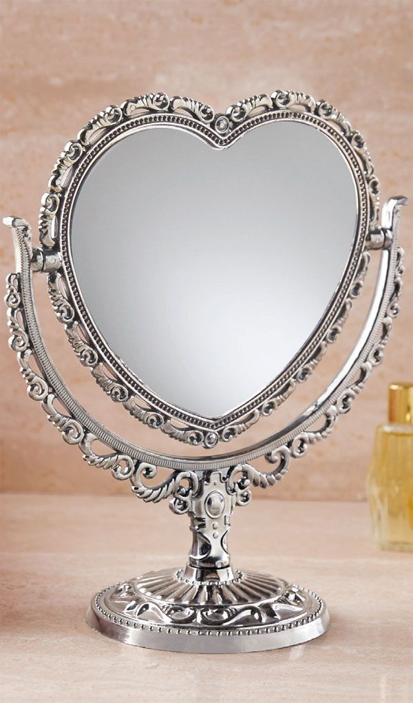 Miroir Cosmétique Double Face en Forme de Cœur Couleurs Assorties