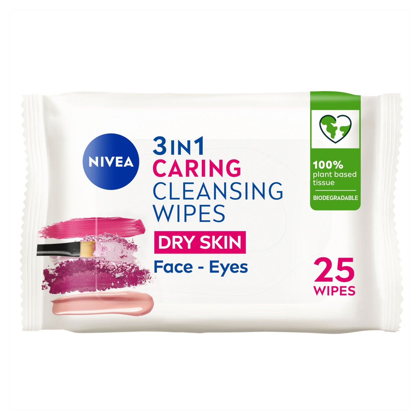 NIVEA BIODEGRADE CLEANSING WIPES DRY SKIN 25s