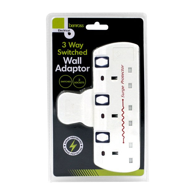 Adaptateur mural 3 prises avec protection contre les surtensions