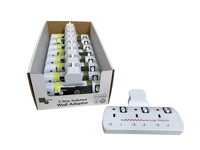 Adaptateur mural 3 prises avec protection contre les surtensions
