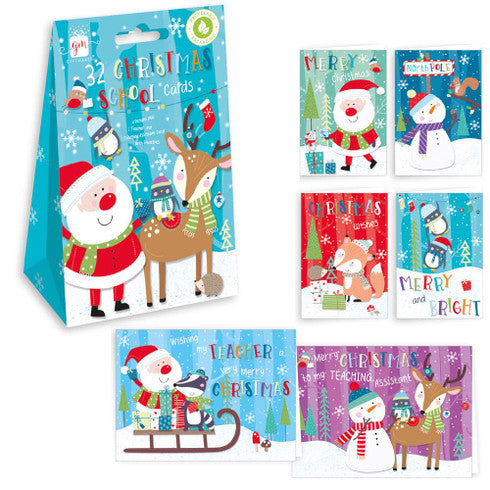 CARDS 32 SCHOOL CUTE SANTA