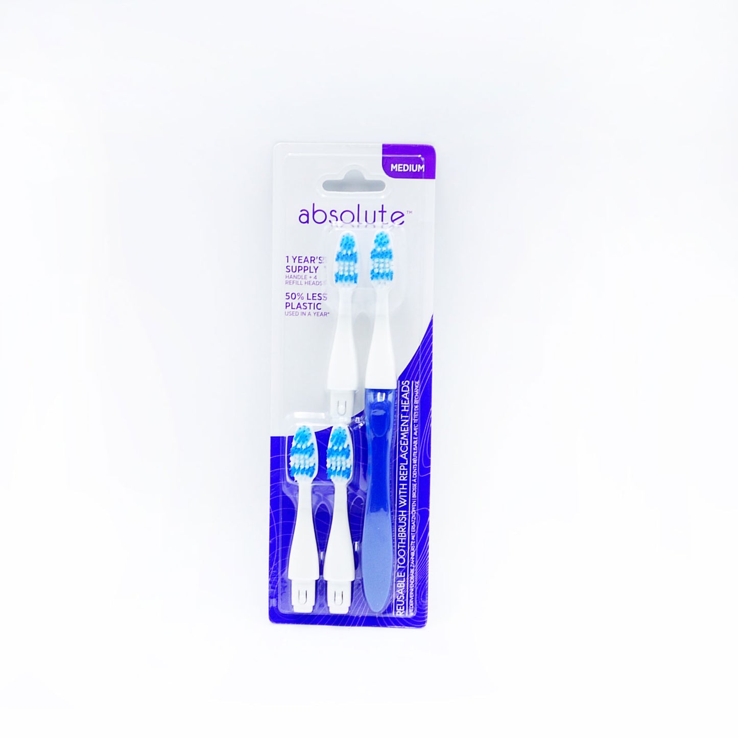 BROSSE À DENTS MANUELLE ABSOLUTE + 3 TÊTES