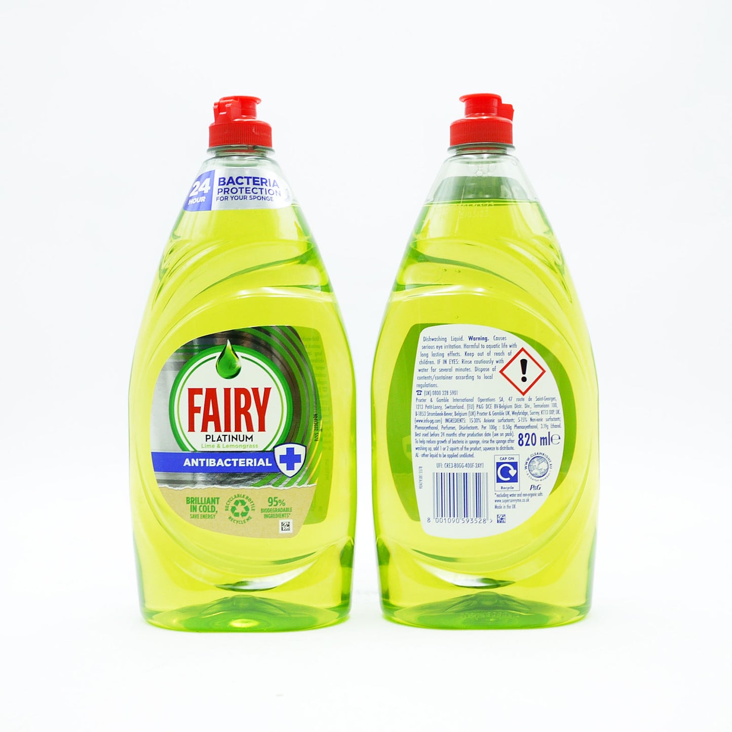 FAIRY LIQUID PLATINUM LESSIVE RAPIDE ANTI-BACTÉRIENNE CITRON VERT 820ML