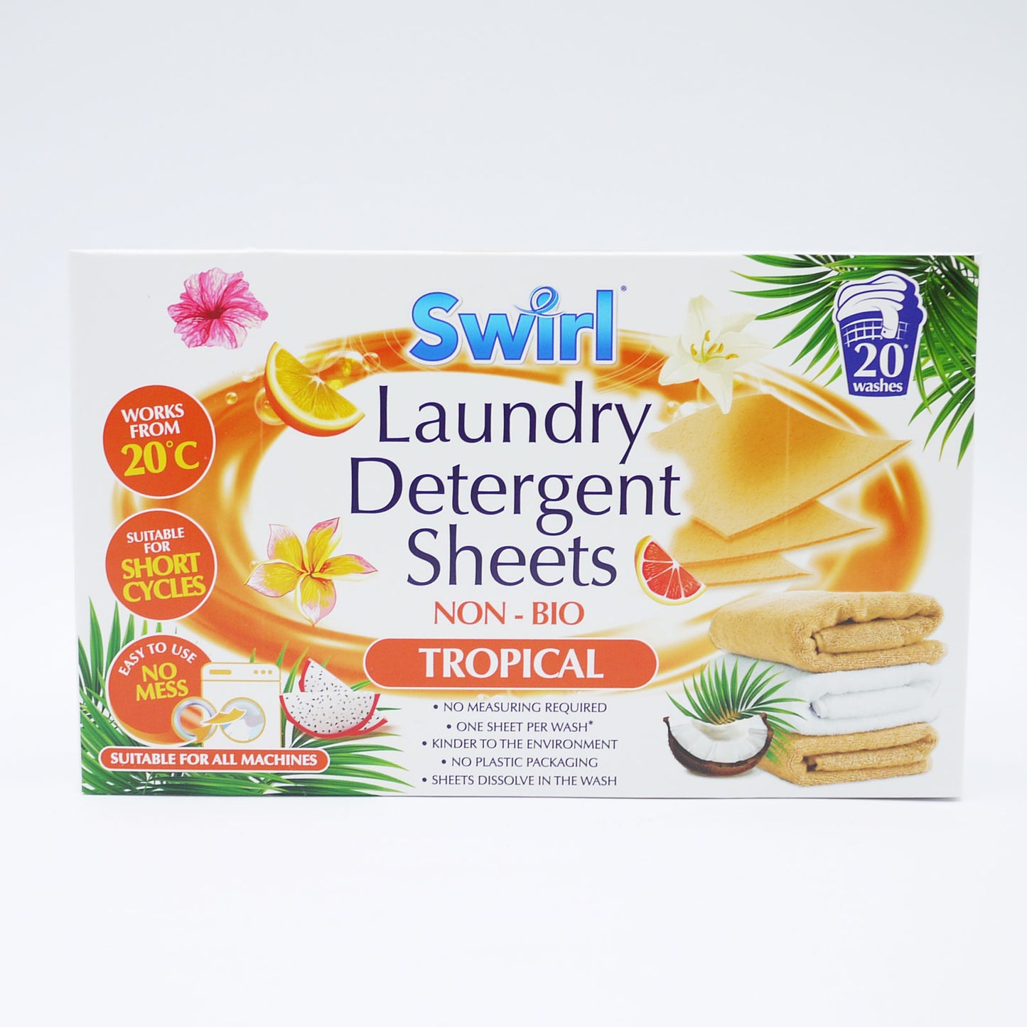 FEUILLES DE LESSIVE SWIRL TROPICALES PAQUET DE 20