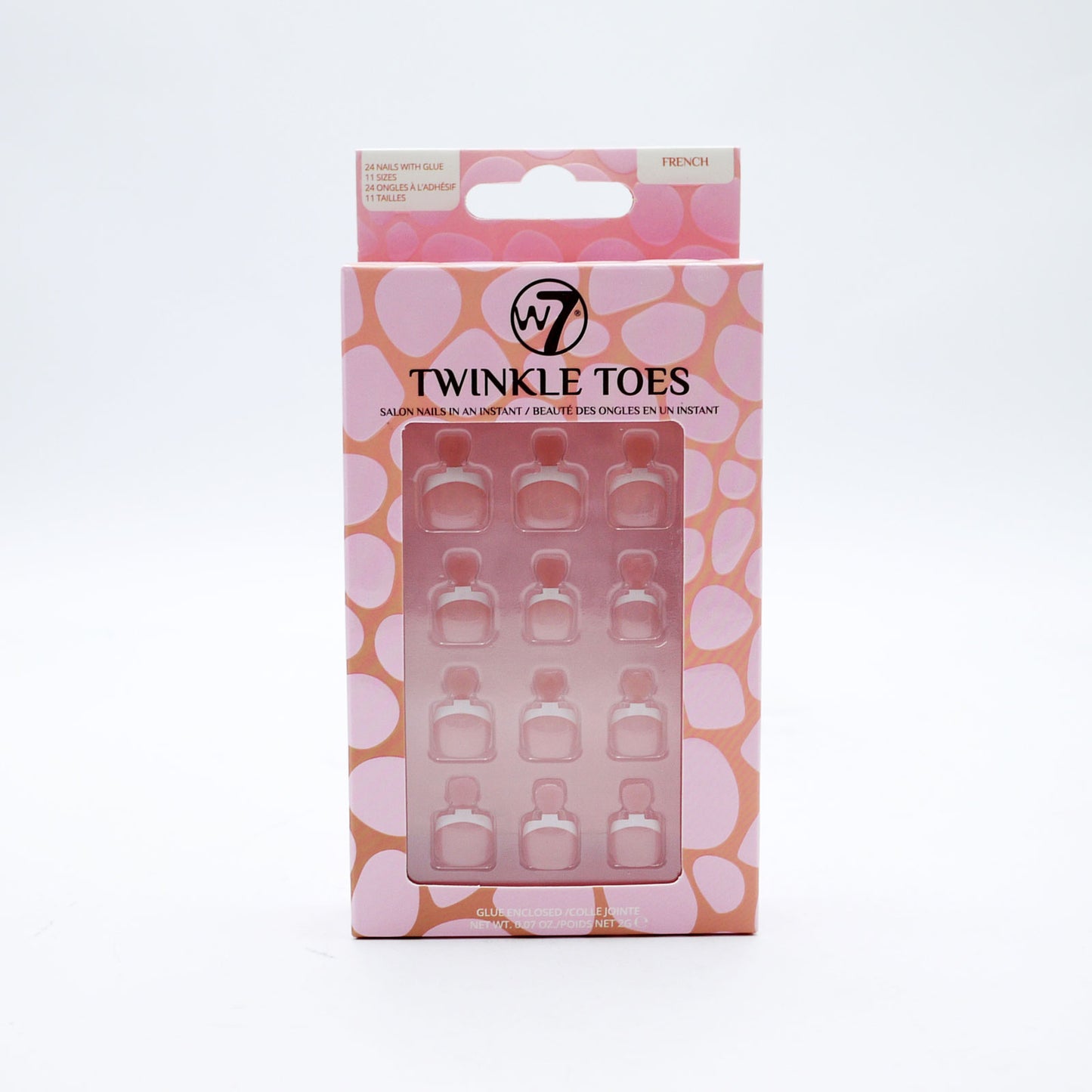 W7 TWINKLE TOES FAUX ONGLES DE PIEDS - FRENCH 24 PIÈCES
