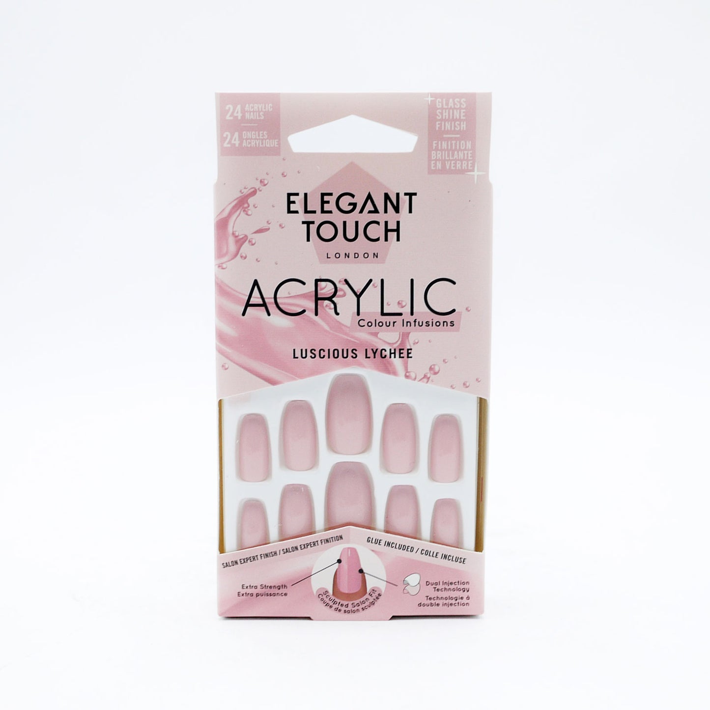 ELEGANT TOUCH FAUX ONGLES ACRYLIQUES LUSCIOUS LYCHEE 24PCES