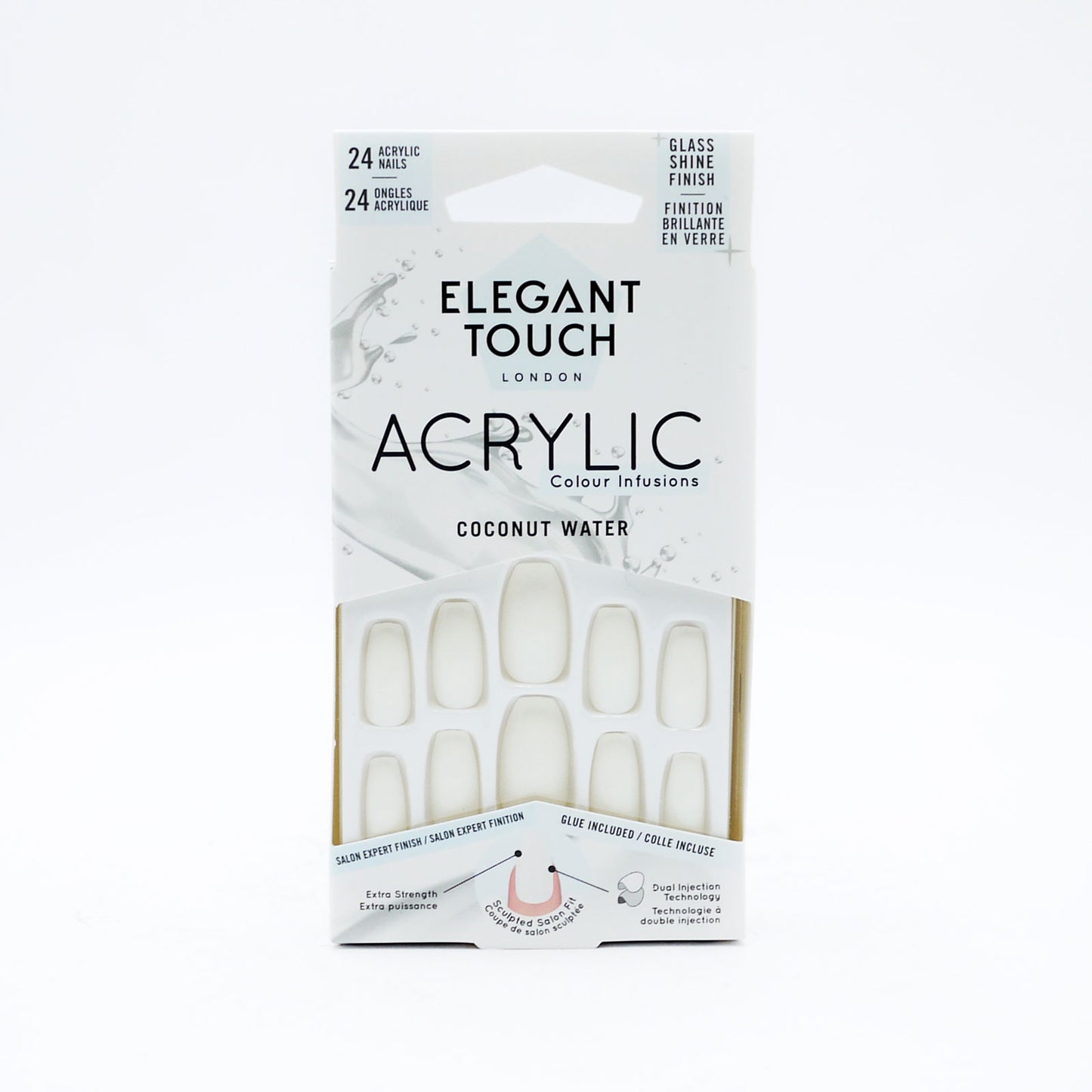 ONGLES ACRYLIQUES LÉGANT TOUCH EAU DE COCO 24 PIÈCES