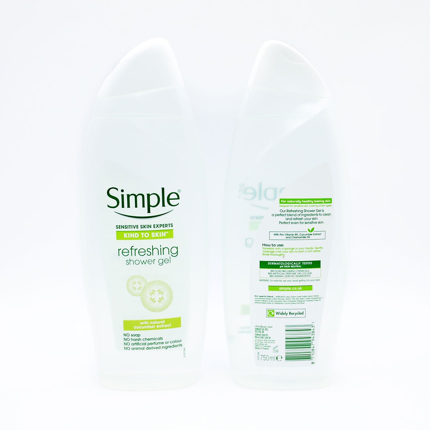 GEL DOUCHE RAFRAÎCHISSANT SIMPLE (C) 750ML