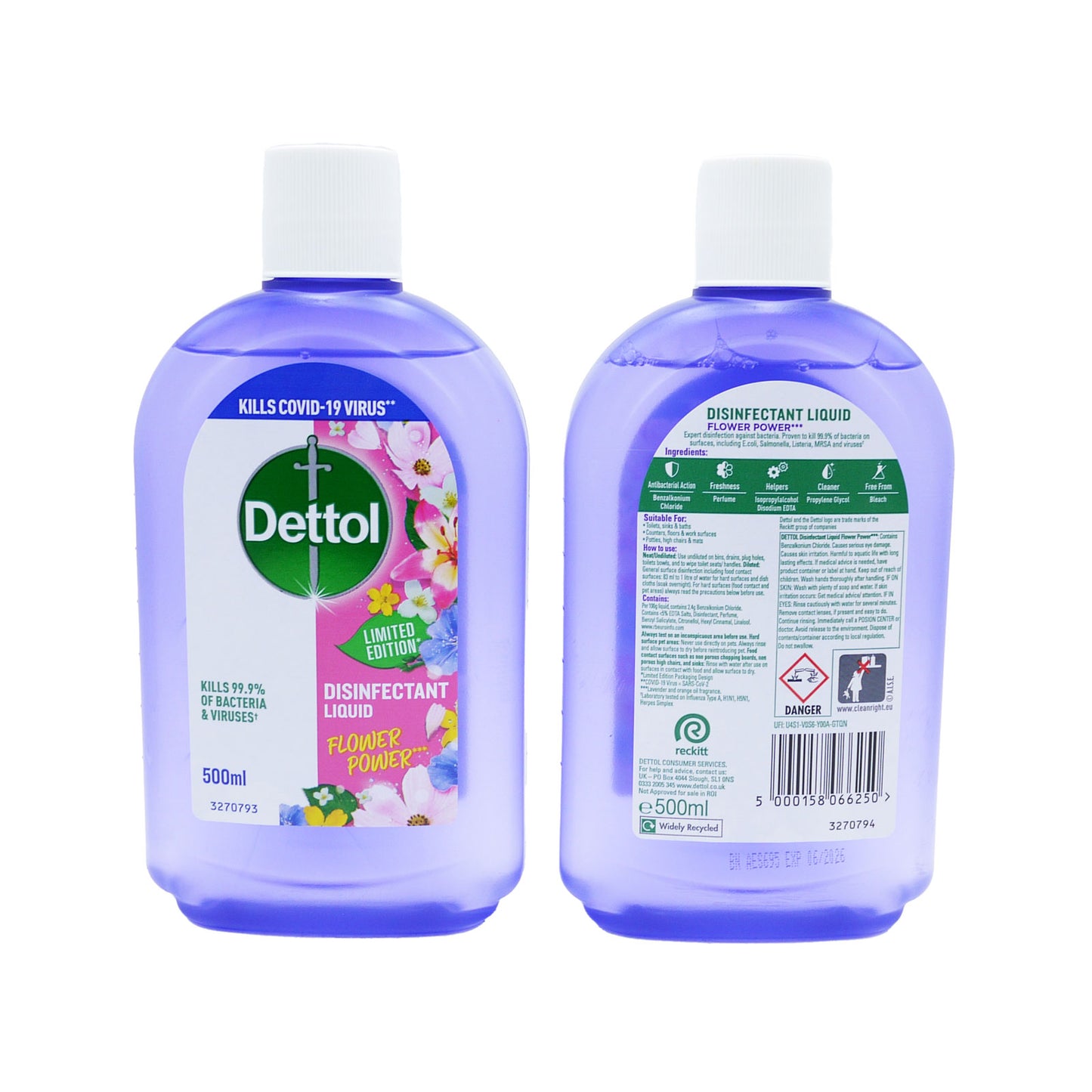 DETTOL LIQUIDE DÉSINFECTANT FRAGRANCE FLEURS 500ML