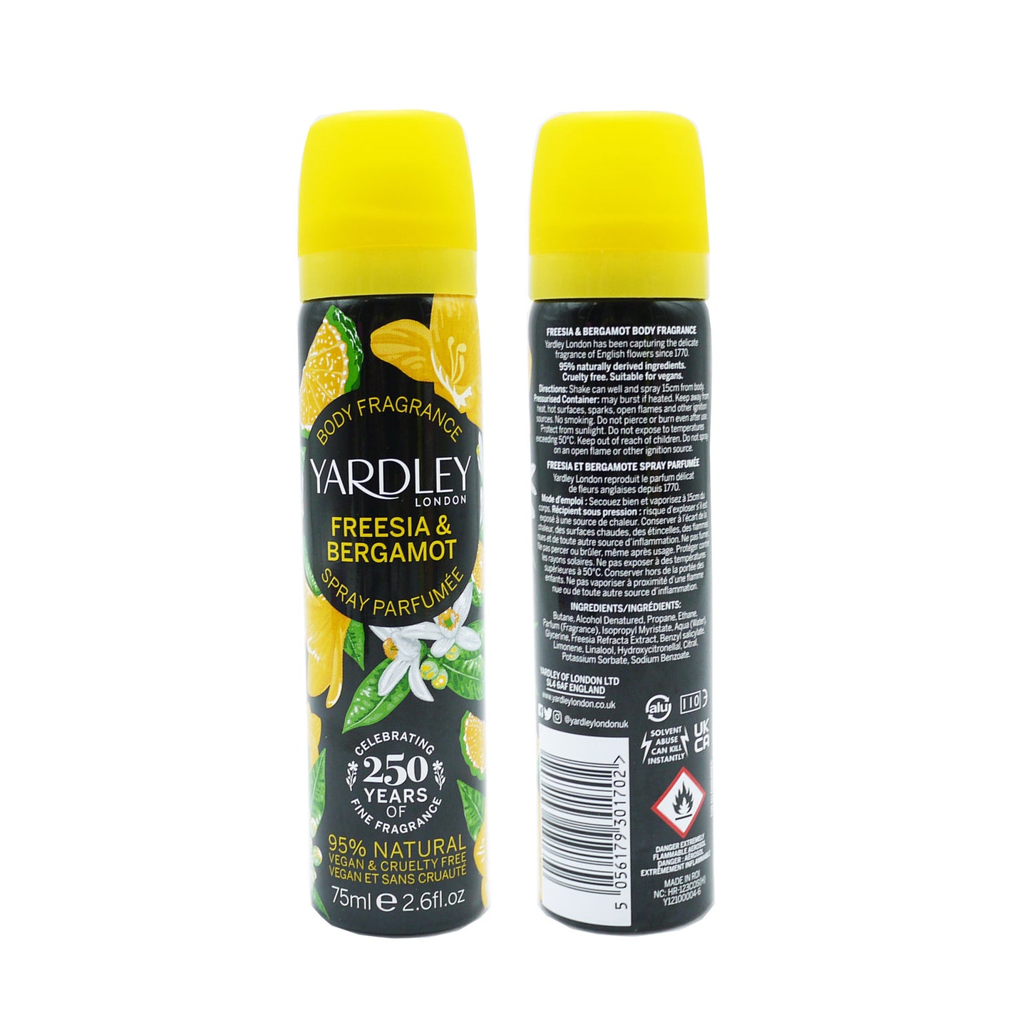 YARDLEY BRUMISATEUR CORPOREL FREESIA & BERGAMOTE 75ml