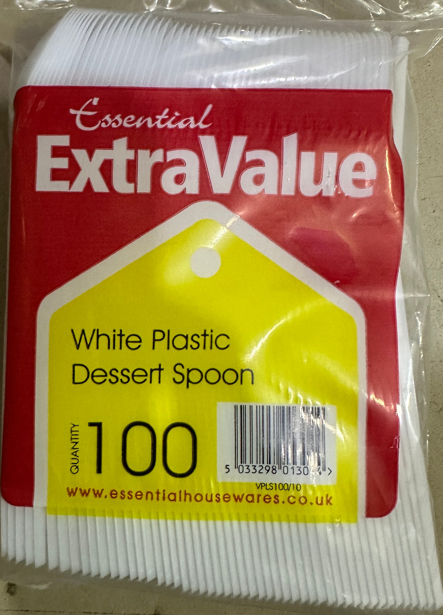 Cuillère à dessert en plastique blanc - Lot de 100