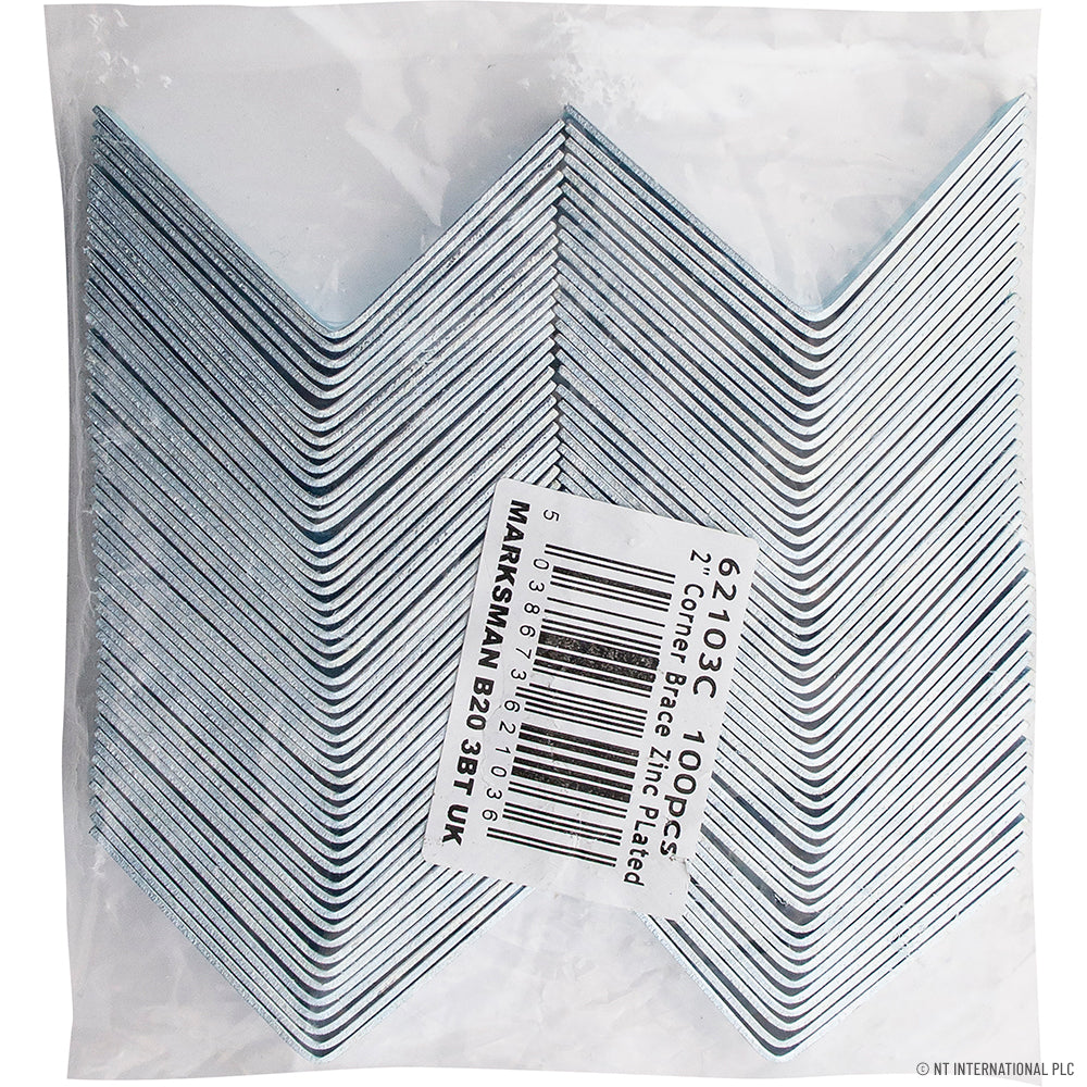 Lot de 100 – Équerres d'angle zinguées de 5 cm pour un support structurel robuste