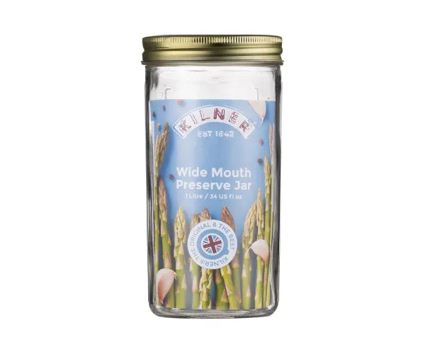 Bocal de conservation à large ouverture de 1 litre - Idéal pour garder vos aliments frais.