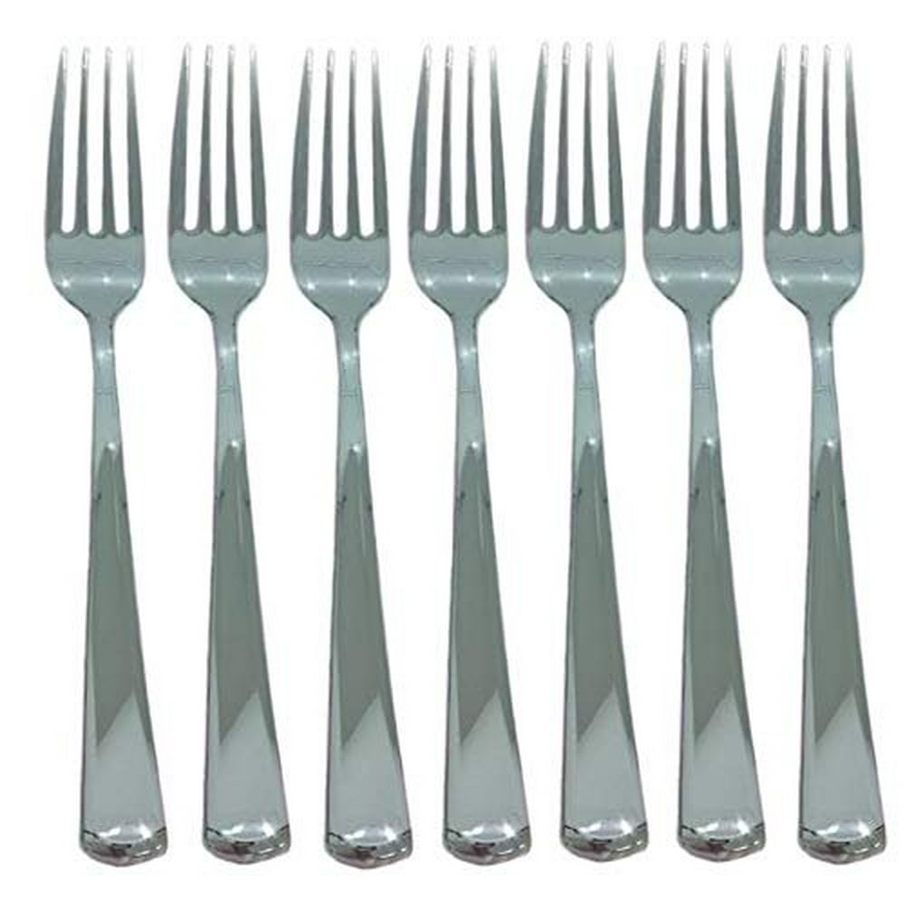 Fourchettes en plastique argentées, paquet de 18