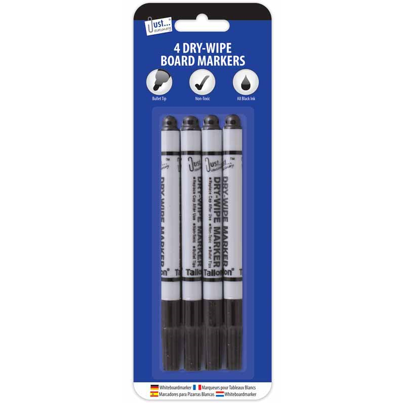 Dry Wipe 4 Markers Black