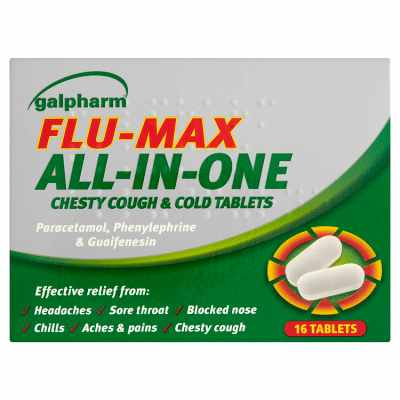 Galpharm Flu-Max All-In-One Toux grasse et rhume 16 comprimés