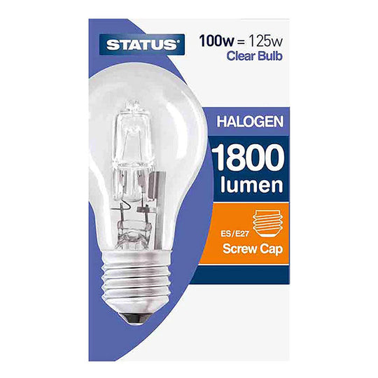 AMPOULE À INCANDESCENCE CULOT À VIS E27 100W LUMIÈRE CHAUDE HALOGÈNE STATUS