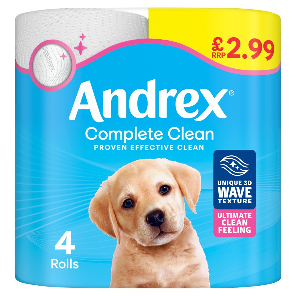 Andrex Complete Clean Papier Toilette 4 Rouleaux PMP 2,99 £