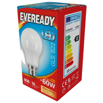 EVEREADY BULB LED GLS B22 8.2W WARM WHITE