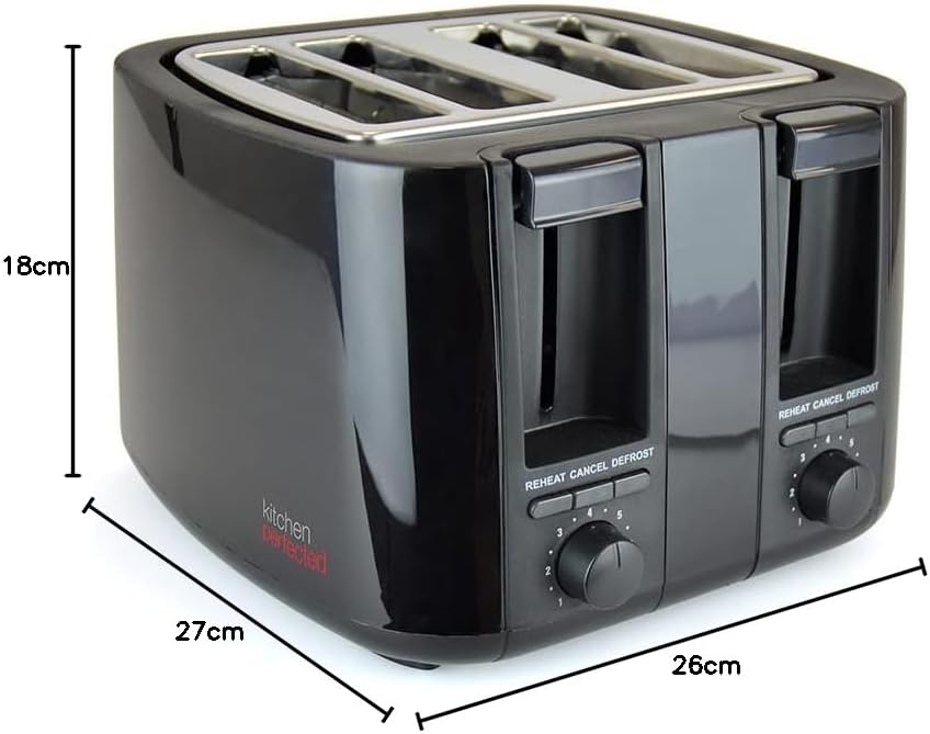 Grille-pain KitchenPerfected 4 fentes extra-larges - Noir