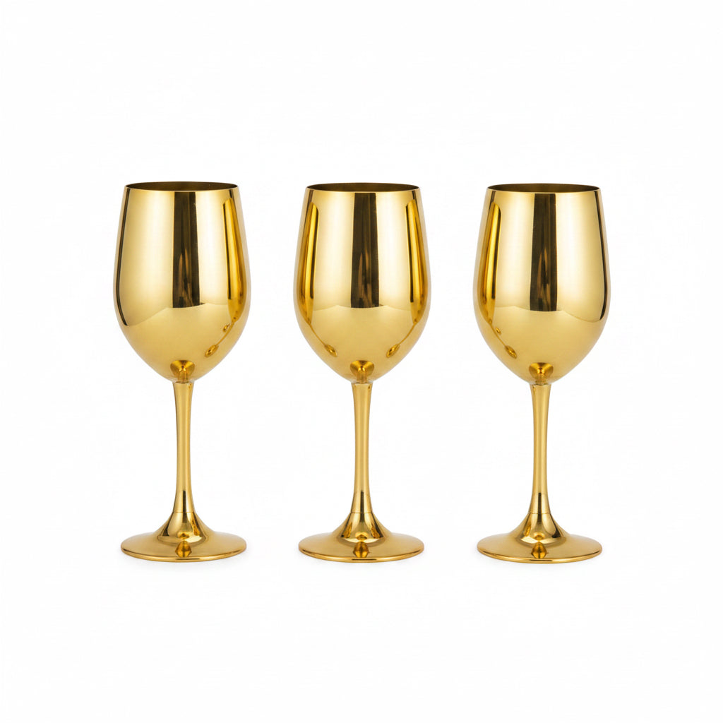 3pcs WINE GLASS SET 320ml GOLD