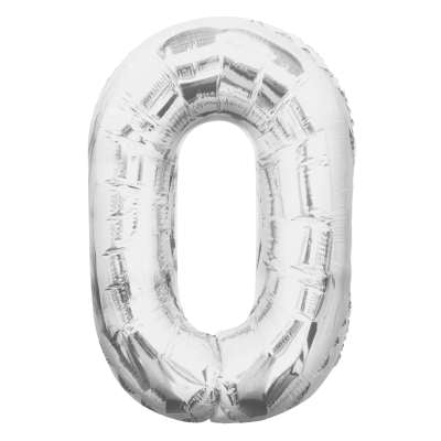 Silver Number 0 Shaped Foil Balloon 34″