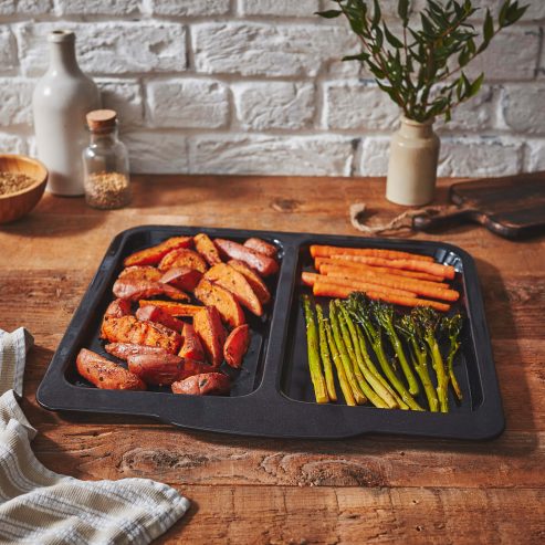 Enamel 0.6mm Handled Dual Oven Tray Black
