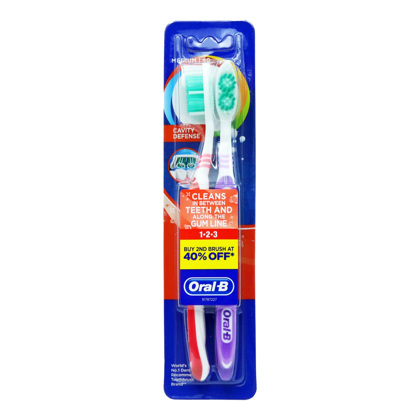 ORAL B TOOTHBRUSH 123 CAVITY DEFENCE MEDIUM