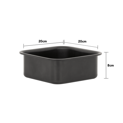 Wham Essentials 20cm Square Fixed Base Deep Cake Tin Black