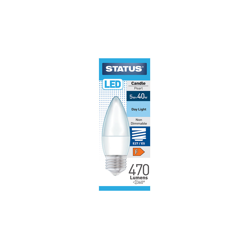5W = 40W = 470 lumens - LED - Bougie - E27 - PA - Givrée - Lumière du jour - Boîte de 1 unité