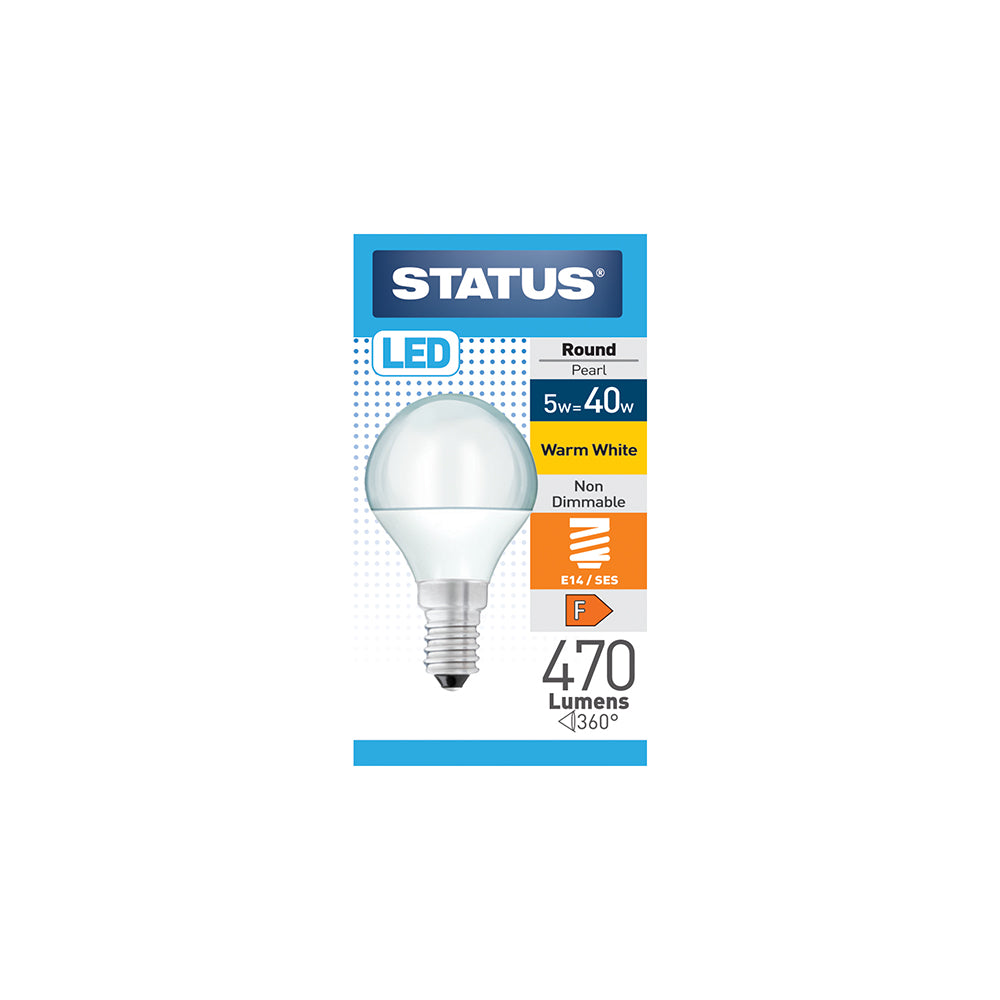 5W = 40W = 470 lumens - LED - Ronde - E14 - PA - Perlée - Blanc Chaud - 1 pce