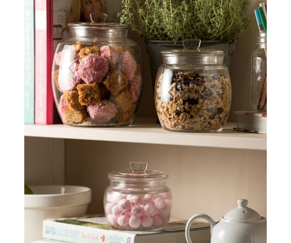 Bocal de rangement universel pratique à couvercle poussoir 2 litres | Organisez votre garde-manger.