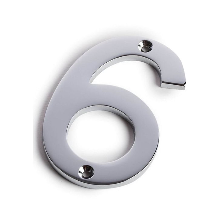 N° 6, Chiffres de 75 mm, laiton chromé