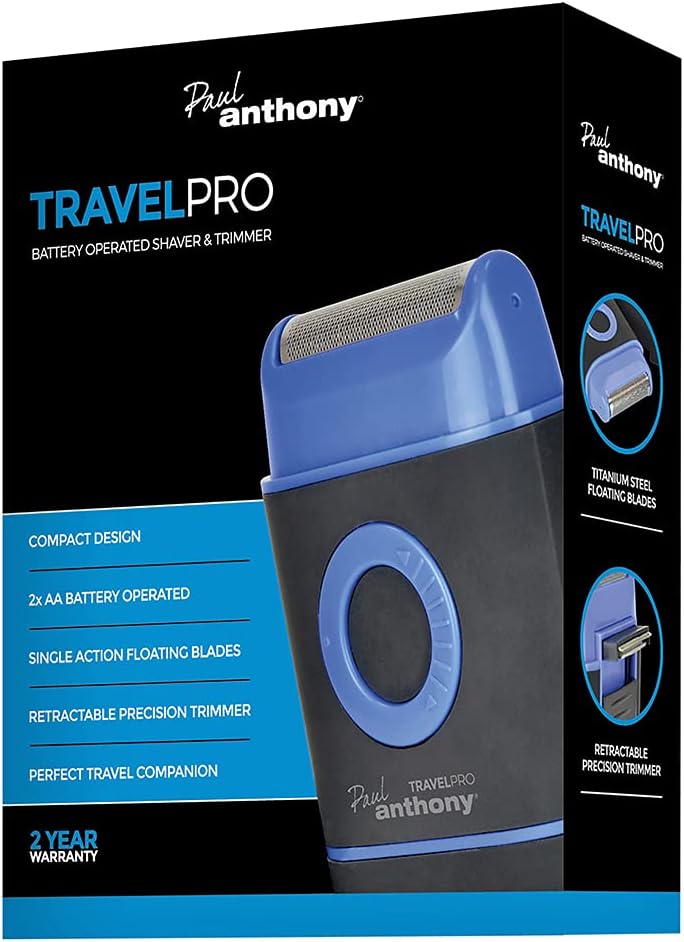 Rasoir de voyage compact à grille Paul Anthony « Travel Pro » pour homme (fonctionne sur piles)