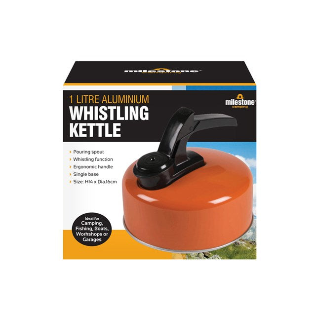 Bouilloire de camping sifflante en aluminium 1 L