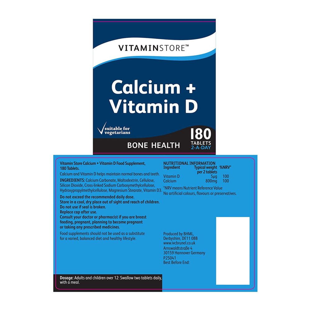 COMPRIMÉS DE CALCIUM ET VITAMINE D 400MG 180