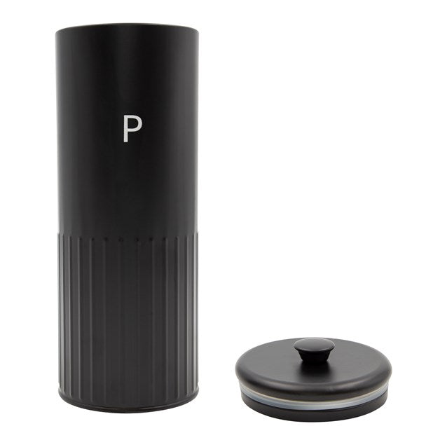 Blackmoor Pasta Tin Metal Black Round Spaghetti Food Storage Canister with Airtight Lid