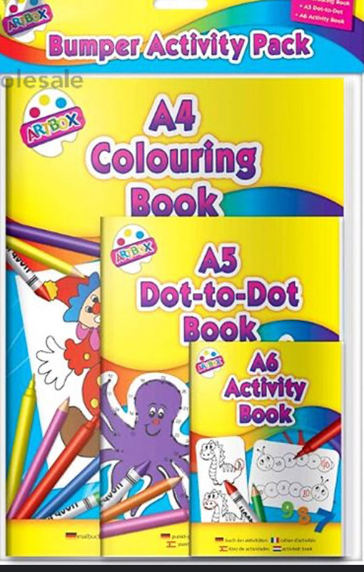 A4 Coloring Book Multi Activity Pack Set,3 books