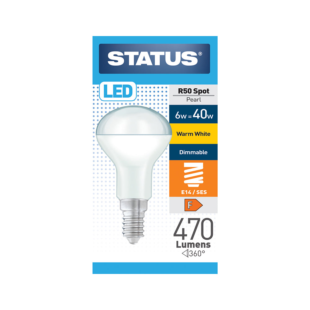6W = 40W = 470 lumens - LED dimmable - R50 Spot - E14 - PA - Perle - Blanc chaud - 1 unité